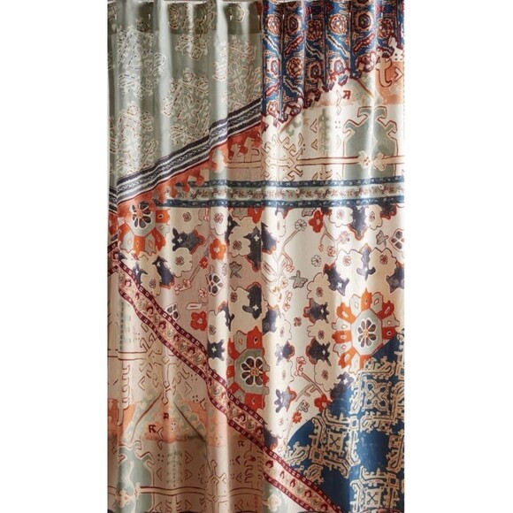 Anthropologie Risa Cotton Shower Curtain Boho Fall Multi-Color Neutrals 72x72 - Picture 1 of 16